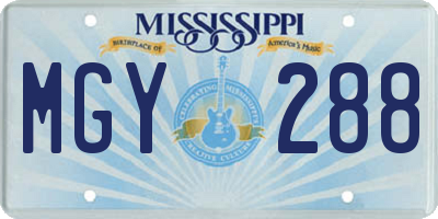 MS license plate MGY288