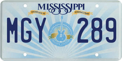 MS license plate MGY289