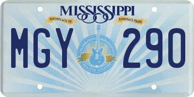 MS license plate MGY290