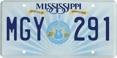MS license plate MGY291