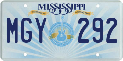 MS license plate MGY292