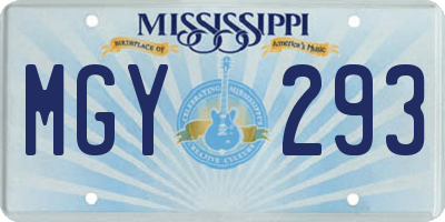 MS license plate MGY293