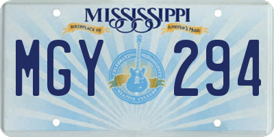MS license plate MGY294