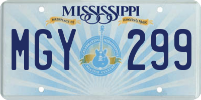 MS license plate MGY299