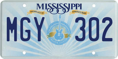MS license plate MGY302