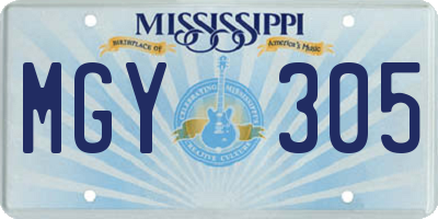 MS license plate MGY305