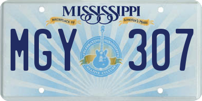 MS license plate MGY307
