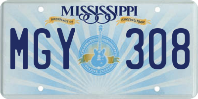 MS license plate MGY308