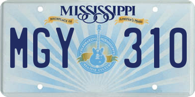 MS license plate MGY310