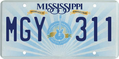 MS license plate MGY311