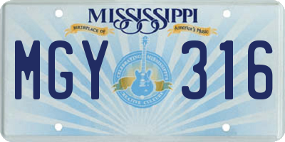 MS license plate MGY316