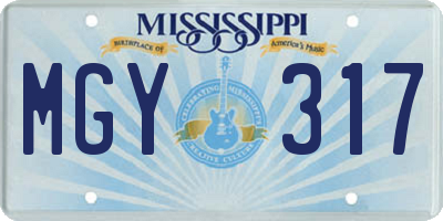MS license plate MGY317