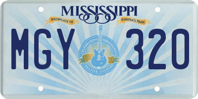 MS license plate MGY320