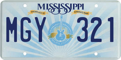 MS license plate MGY321
