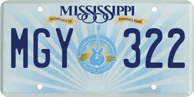 MS license plate MGY322
