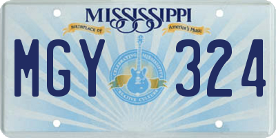 MS license plate MGY324