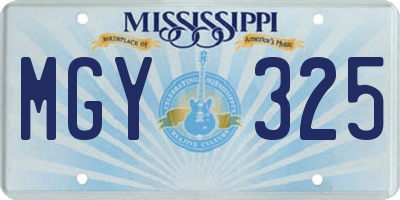 MS license plate MGY325