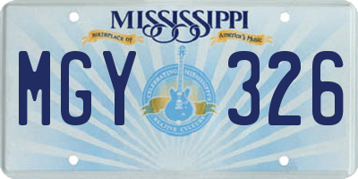 MS license plate MGY326