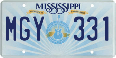 MS license plate MGY331