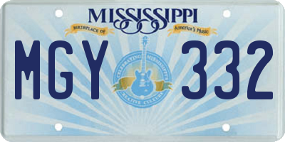 MS license plate MGY332
