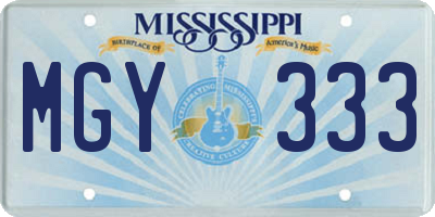 MS license plate MGY333