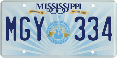 MS license plate MGY334