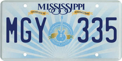 MS license plate MGY335