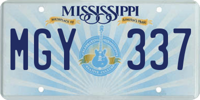 MS license plate MGY337