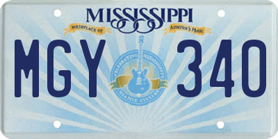 MS license plate MGY340