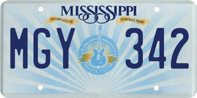 MS license plate MGY342