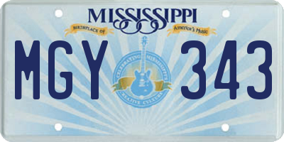 MS license plate MGY343