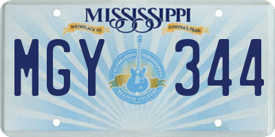 MS license plate MGY344