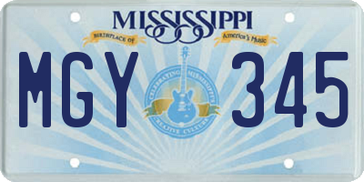 MS license plate MGY345