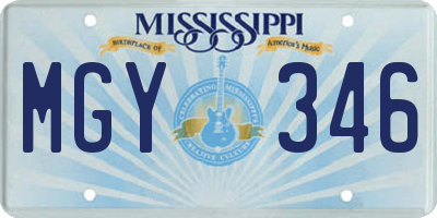 MS license plate MGY346
