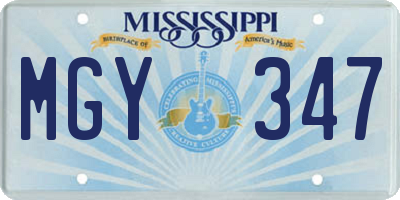 MS license plate MGY347