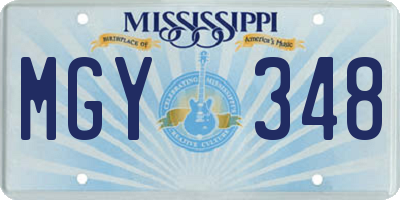 MS license plate MGY348