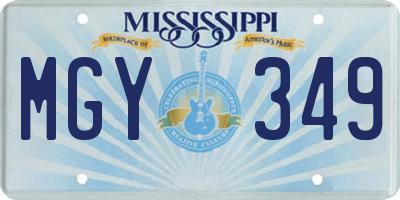 MS license plate MGY349