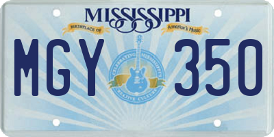 MS license plate MGY350