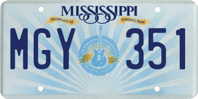 MS license plate MGY351