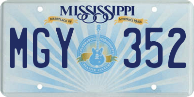 MS license plate MGY352