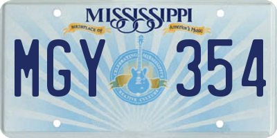 MS license plate MGY354