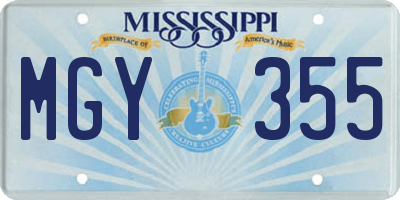 MS license plate MGY355