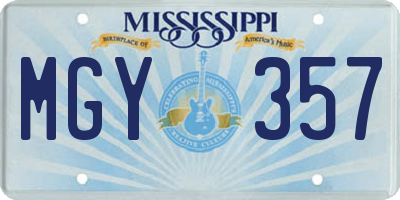 MS license plate MGY357
