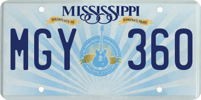 MS license plate MGY360