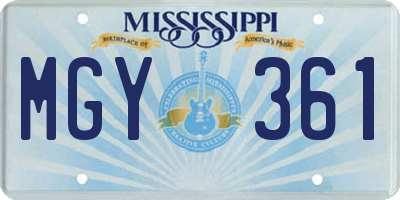 MS license plate MGY361