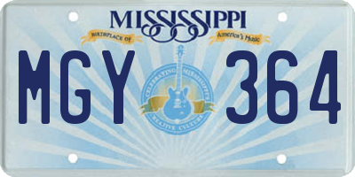 MS license plate MGY364
