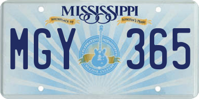 MS license plate MGY365
