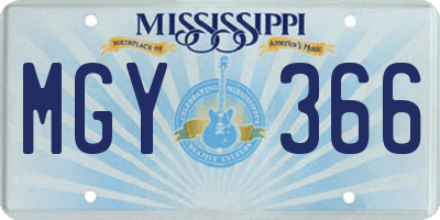MS license plate MGY366