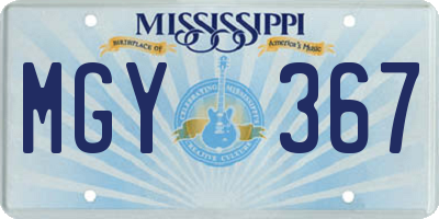 MS license plate MGY367
