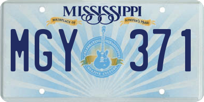 MS license plate MGY371